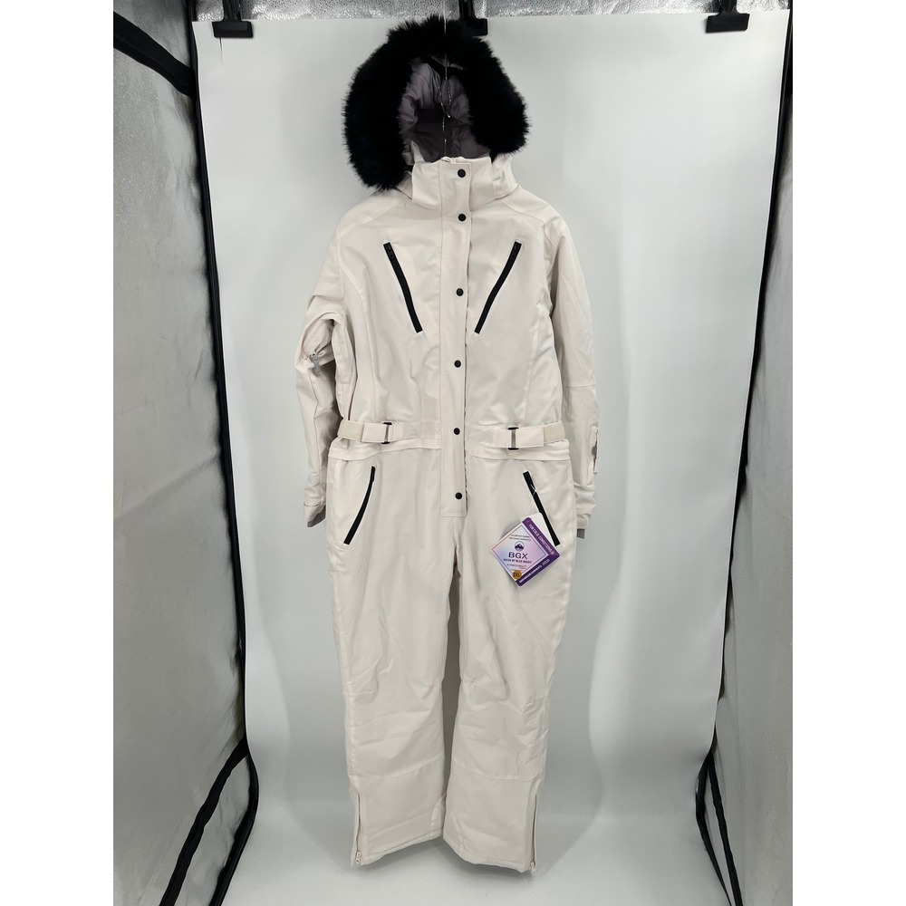 BGX Made by Blue Magic Womens One Piece Ski Suit White Faux Fur Hood 2XL NWT